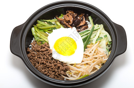 韩语bibimpp食物盘子烹饪餐厅蔬菜辣椒胡椒宏观海苔旅行图片