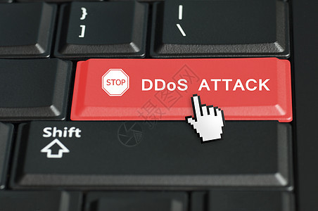 DDoS 以返回按钮为焦点的 DDoS 概念诈骗骗局钥匙数据红色鼠标服务被骗键盘光标图片