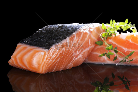 鲑鱼牛排草药百里香食物海鲜橙子美食美味牛扒奢华背景图片