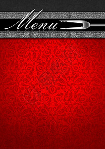 菜单模板  银和红天鹅绒晚餐餐饮餐厅烹饪饮食食物食谱小册子花丝天鹅绒图片