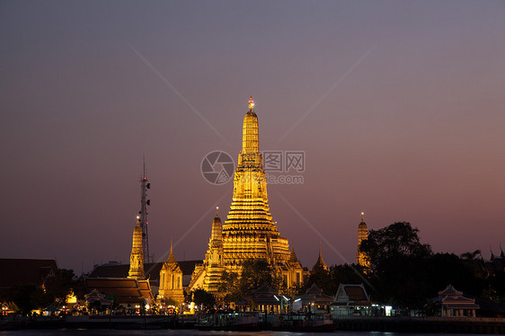 晚上的Wat Arun地标佛塔文化寺庙旅行宝塔景观建筑日落宗教图片