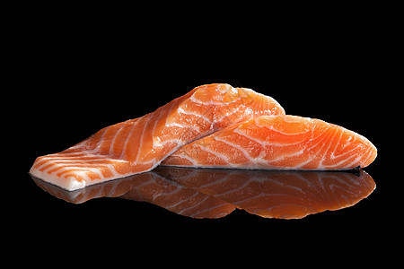 生鱼寿司食物黑色奢华水平海鲜橙子背景牛扒鱼片美味图片