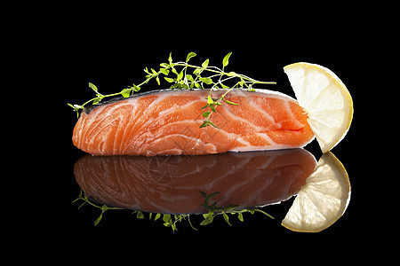 生鲑鱼牛排烹饪奢华美食海鲜百里香寿司美味起动机草药鱼片图片