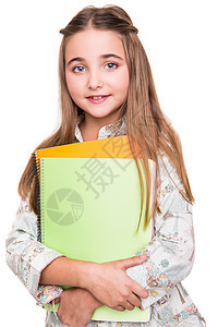 小学生持有笔记本女学生背包孩子大学书包学习青少年教育职业白色图片