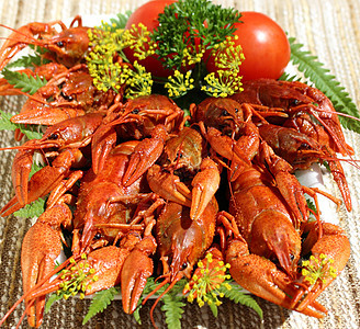 煮鱼龙虾癌症动物甲壳螃蟹食物烹饪熟食美食用餐红色图片