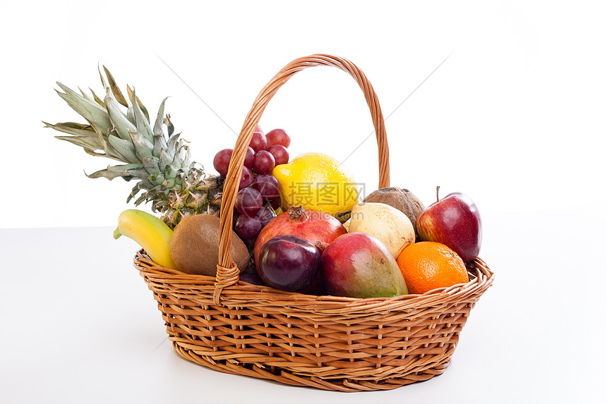 水果篮混合物饮食菠萝营养奇异果维生素篮子香蕉情调食物图片