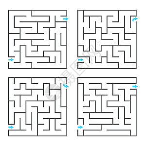 矢量马兹线索角落谜语解决方案僵局曲线挑战插图正方形字谜图片