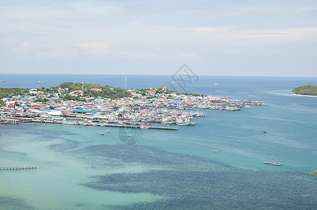 泰国海渔业村地标建筑农村海洋渔夫海滩靛青旅游海岸旅行背景