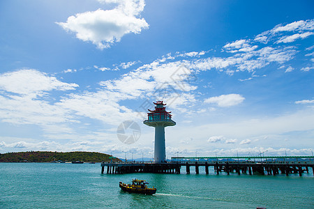 港口的灯塔导航游客天空建筑岩石海景旅游假期海岸支撑图片