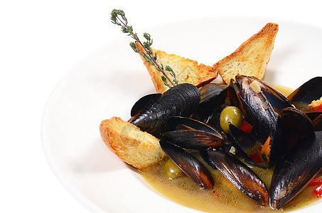 图斯卡纳和西亚巴塔营养蛤蜊美味餐厅盘子宏观美食食物面包饮食图片