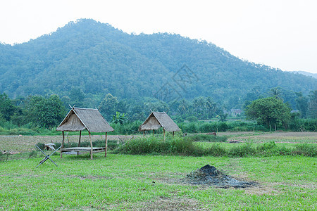 字段中的小栏土地房子文化粮食建筑小屋爬坡收成农场绿地图片