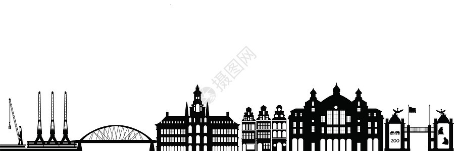 antwerp 天线建筑物建筑学商业结构城市生活城市建筑天际白色绘画图片