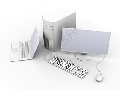 膝上型和桌面电脑白色监视器驾驶宽屏工作站键盘老鼠光盘屏幕硬件图片