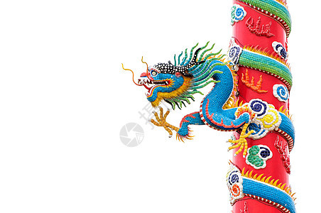 中国风格的龙雕像文化财富信仰刺刀传统金子蓝色寺庙装饰品艺术图片