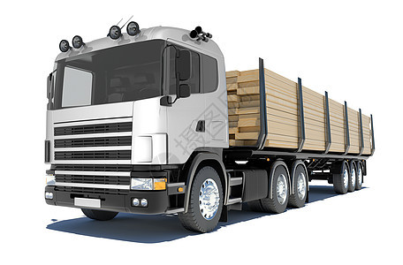 运输木材的卡车交通工业车辆货物水平建筑白色松树木头材料图片