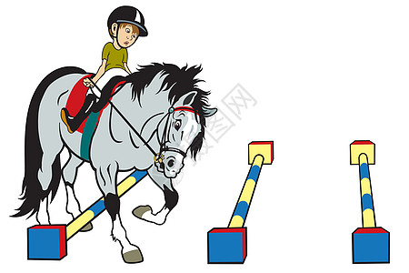 骑马的卡通男孩工作乐趣训练闲暇学校动物骑术男生卡通片马背图片