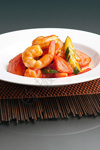 甜酸虾食物电镀蔬菜胡椒美食对虾洋葱盘子烹饪萝卜图片