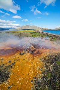 热地热泉泉海岸线喷泉海滩矿物阴霾火山高地水池环境蒸汽图片