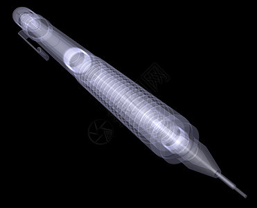 自动铅笔 X光成型黑色x光蓝色技术x射线铅笔白色背景图片