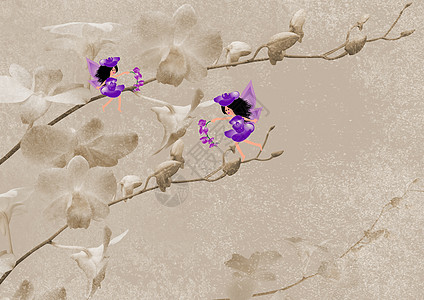 花仙子季节棕褐色翅膀花朵花园紫色婚姻故事花束飞行图片