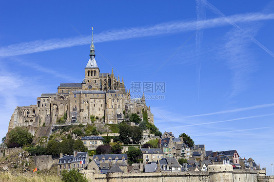 蒙圣迈克尔旅游旅行天空蓝色地标历史建筑学海岸城市城堡图片