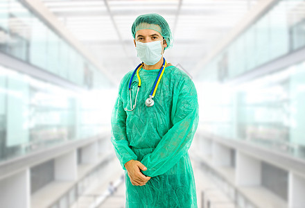 医生职业男人实习生擦洗药品蓝色外套临床商业外科图片