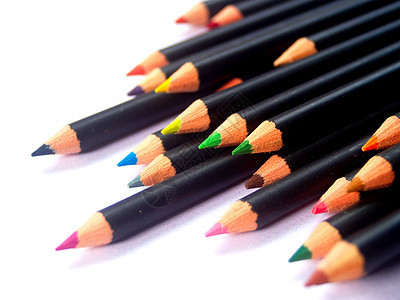 彩色铅笔黄色木头乐器橙子素描学校粉色活力白色绿色图片