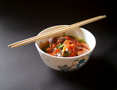 泰式泰国菜食菜单奢华面条餐厅饮食盘子橙子猪肉宴会烹饪蔬菜图片