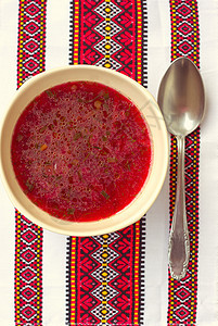 Borsch 博尔施牛肉蔬菜美食奶油午餐桌子香菜香料盘子胡椒图片