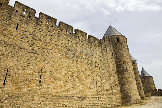 卡尔卡松墙壁地标历史旅游爬坡旅行历史性城堡建筑学堡垒图片