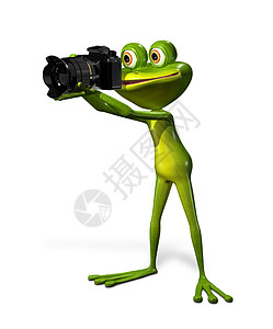 带相机的青蛙镜片动物爪子绿色兴趣语言食欲壁虎眼睛好奇心图片