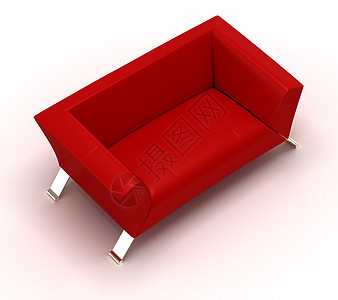 红沙发长椅座位红色皮革房间家具装饰风格奢华休息图片
