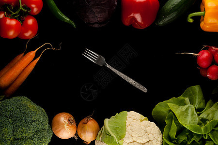 蔬菜和叉子图片