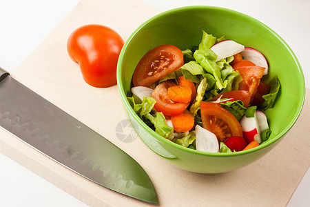 蔬菜沙拉红色绿色白色美食营养食物盘子健康饮食图片