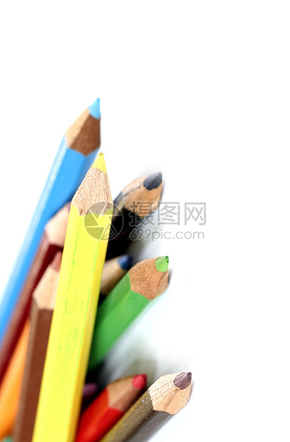 特写铅笔瞳孔紫色娱乐学校草图蓝色教育调色板橙子闲暇图片