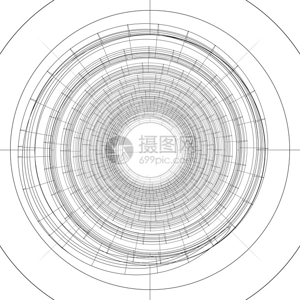 线框架螺旋元素圆圈工业项目技术等距折线设计绘画工程图片