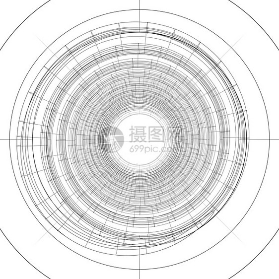 线框架螺旋元素圆圈工业项目技术等距折线设计绘画工程图片