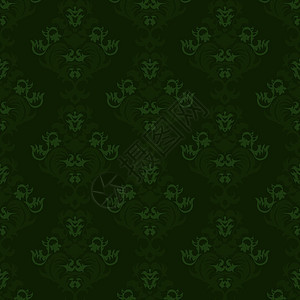 Floral 历史背景 模式奢华绿色漩涡装饰皇家黑色古董卷曲艺术纺织品图片