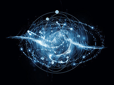 原子量子运动科学数学几何学光子量子波辐射研究辉光图片