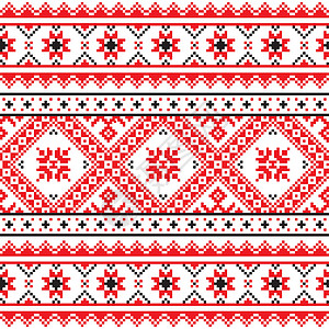 来自乌克兰的传统民间编织式红针纹红动脉型图案图片