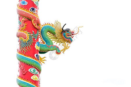 中国风格的龙雕像金子传统蓝色文化雕塑节日刺刀寺庙装饰品宗教图片
