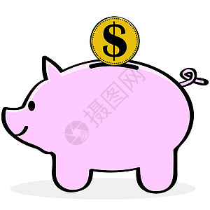 养猪银行现金卡通片陶瓷硬币动物店铺童年制品粉色插图图片