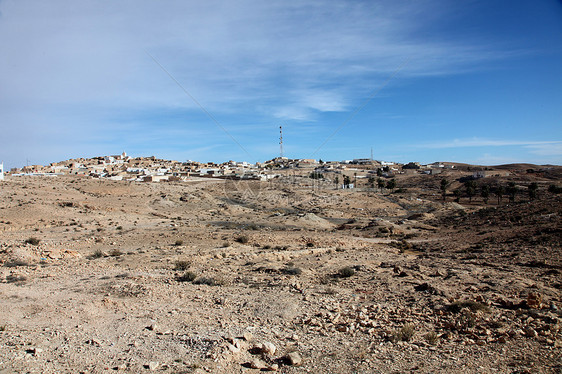 非洲南部突尼斯的一个阿拉伯村庄法庭村庄沙漠天空假期文化国家砂岩娱乐山脉图片