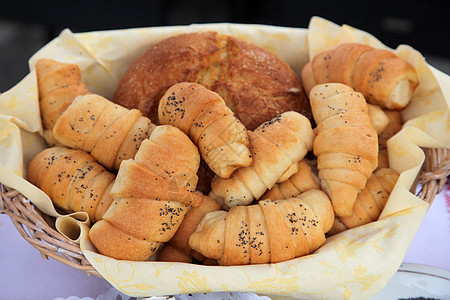 新鲜面包卷厨房面粉美食营养食物午餐早餐种子粮食团体图片