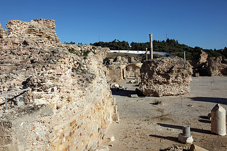 突尼斯 古代迦太基 安东尼浴缸纪念碑古物历史性艺术地标大理石废墟浴室国家石头图片