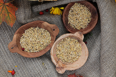 木碗中的小麦营养纤维粮食棕色饮食面包食物碎粒白色谷物图片