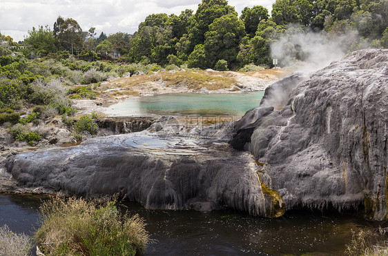 热凝热器区域喷泉发泄公园地热风景旅游火山蒸汽岩石图片