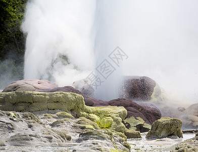 热凝热器区域喷泉蒸汽发泄火山公园旅游风景岩石地热图片