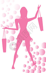 快乐的沙巴迷你裙艺术品艺术女士粉色插图褪色店铺气泡购物图片