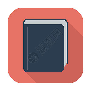 一本书 单一图标软垫日记精装蓝色学习文档教科书界面插图文学图片